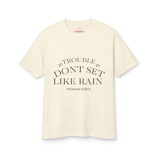 Unisex Heavyweight Cotton Tee - "Don't Set Like Rain" - Casual Tee, Graphic Shirt, Gift for Friends, Vintage Style Tee, Summer Essential